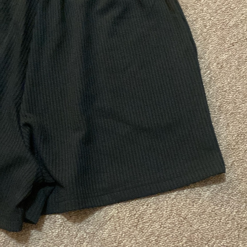 Silk & Salt Black Ribbed Shorts with Drawstring Waist - Picture 12 of 14